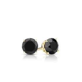 Natural 0.50 CTW Black Diamond Stud Earrings 14K Yellow Gold