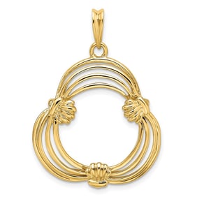 14K Polished Triple Wire w/ Shell Prongs 16.5 mm Coin Bezel