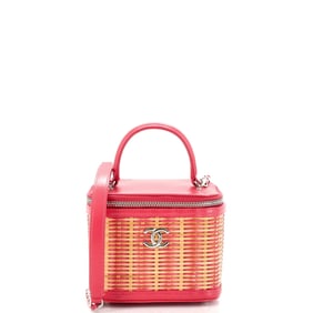 Chanel Take Away Vanity Case Rattan and Calfskin Small