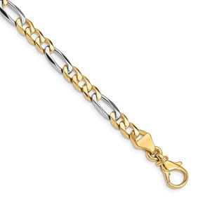 10K Two-tone 5.8mm Fancy Link Bracelet - 8 in.