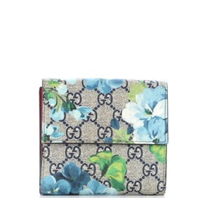 Gucci French Flap Wallet Blooms Print GG Coated Canvas