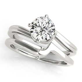 Natural 1.3 CTW Diamond Engagement Ring SET 18K White Gold