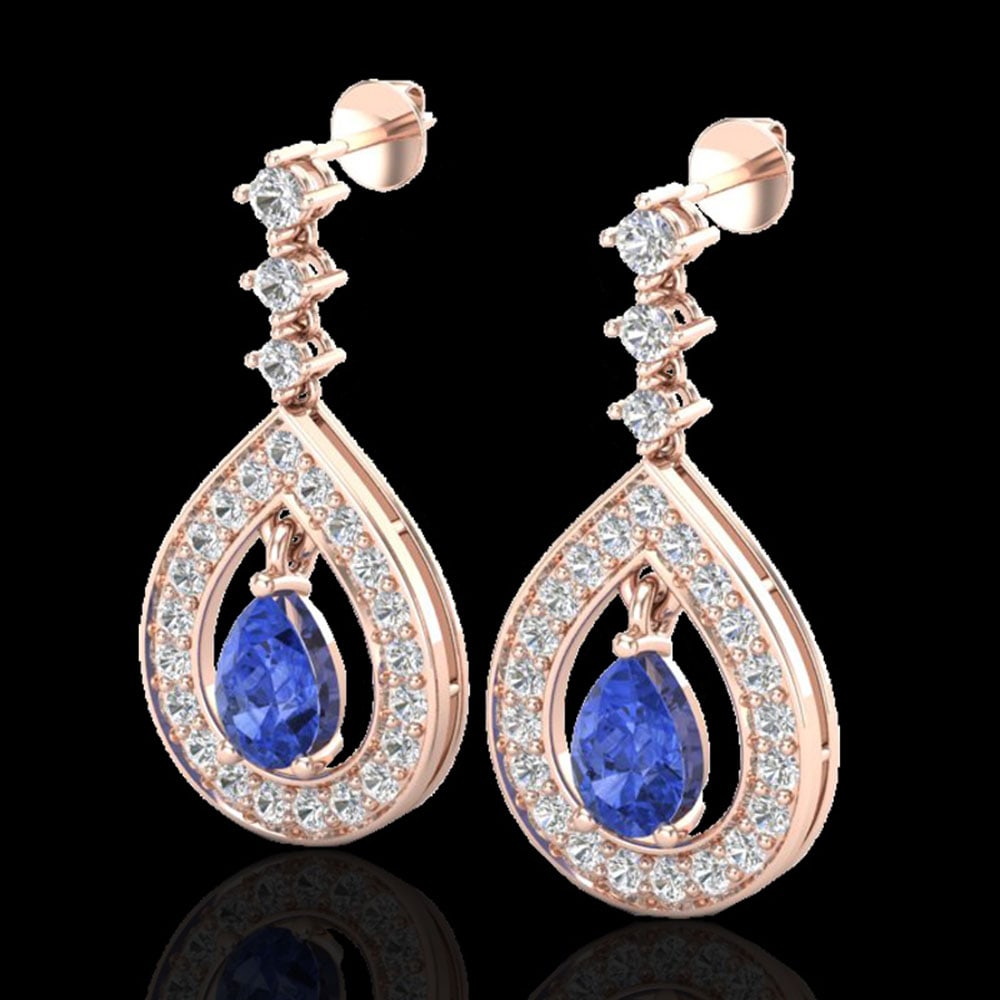 2.25 ctw Tanzanite & Micro Pave VS/SI Diamond Earrings 14k Rose Gold: 2.25 ctw Tanzanite & Micro Pave VS/SI Diamond Earrings 14k Rose Gold Item: Tanzanite Stud Total Gem weight: 2.25 carats Metal: Solid 14k Rose Gold Gold Product Weight: Approx. 4.7 grams Jewelry N