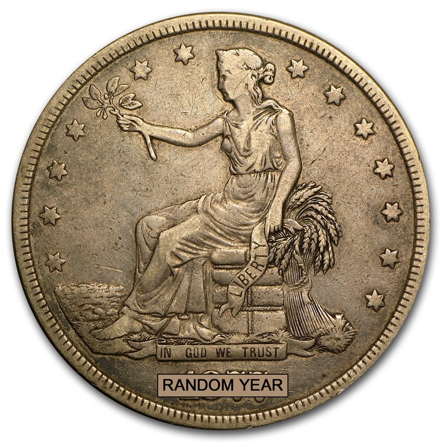 1873-1878 Trade Dollar XF: 1873-1878 Trade Dollar XF SKU no: RBJ 64904 Year: Random Grade: Extra Fine Grade Service: None Denomination: $1.00 Mint Mark: Varies Metal Content: 0.7874 troy oz Purity: .900