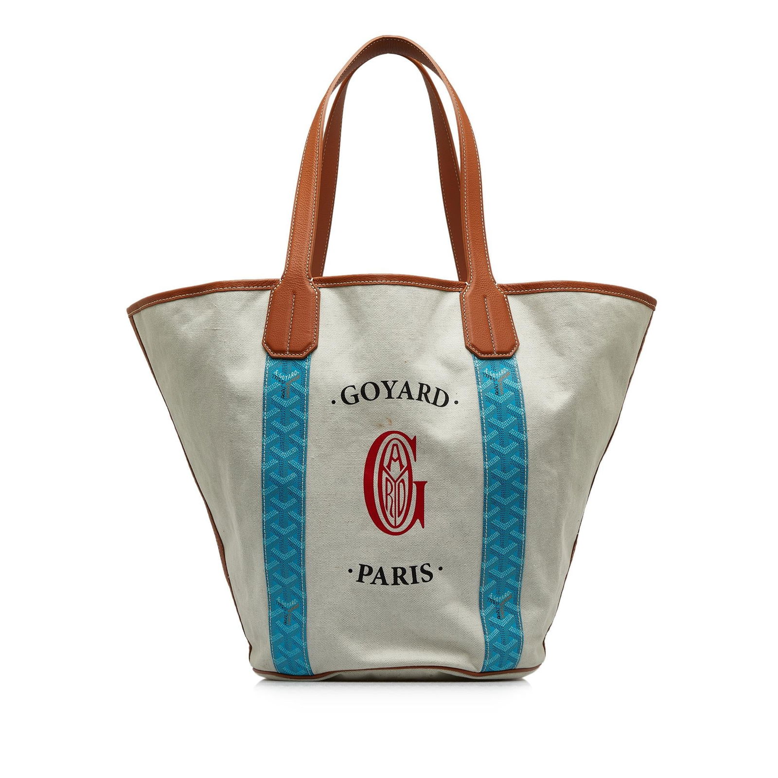 Goyard Goyardine Reversible Belharra Tote: Goyard Goyardine Reversible Belharra Tote Condition Quality: Exterior Front stained with Other. Exterior Back stained with Other. Exterior Bottom stained with Other. Width (at base): 14" Height: 10" D