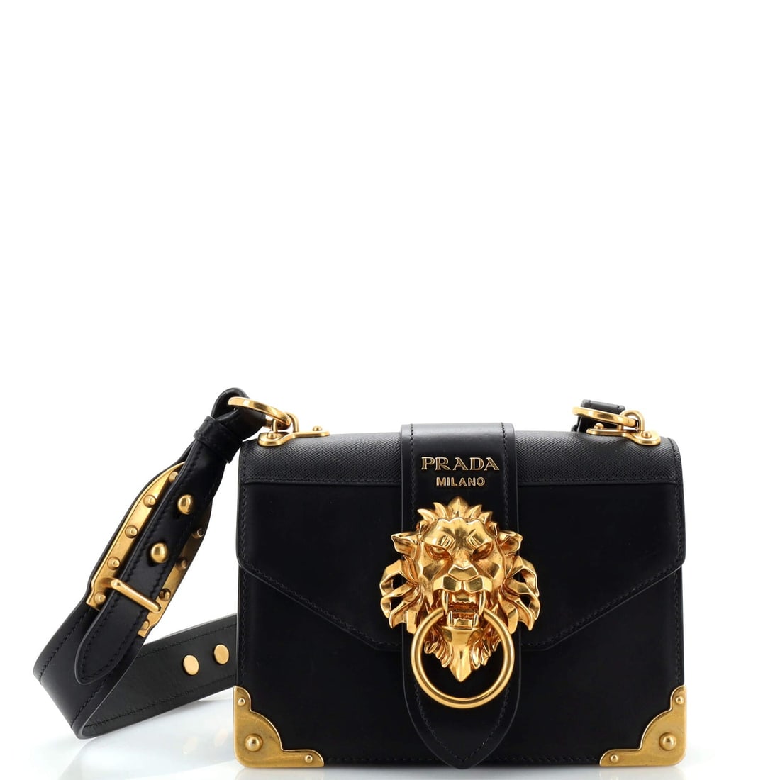 Prada Animalier Cahier Crossbody Bag: Prada Animalier Cahier Crossbody Bag City Calf and Saffiano Small Description: Exterior Color: Black Interior Color: Black Exterior Material: Leather Interior Material: Leather Hardware C