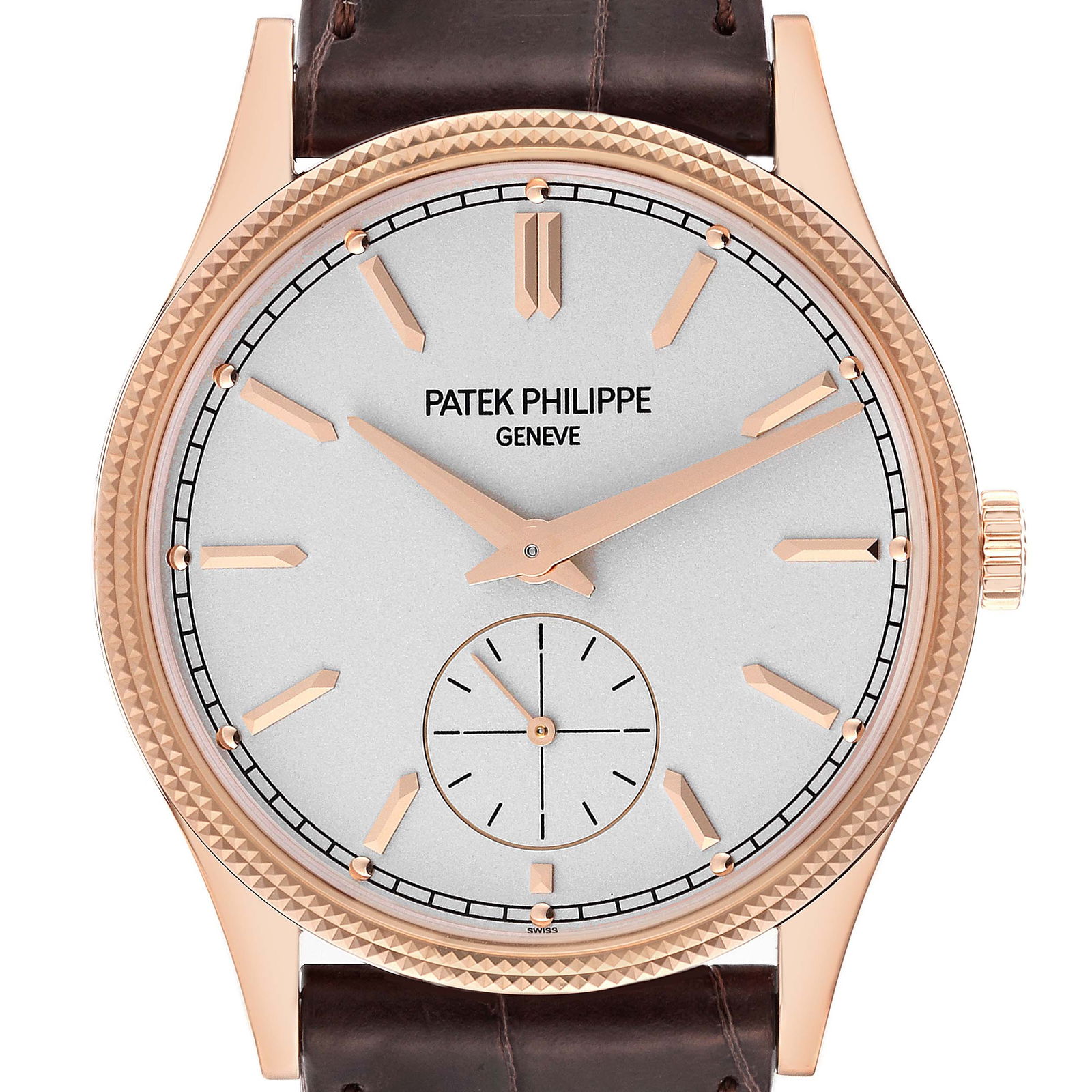 Patek Philippe Calatrava Rose Gold: Patek Philippe Calatrava Rose Gold SKU no: RBJ58903 Brand: Patek Philippe Model Name: Patek Philippe Calatrava Rose Gold Brown Strap Watch 6119 Box Papers Model Number: 6119R-001 Year: 2022 Seria
