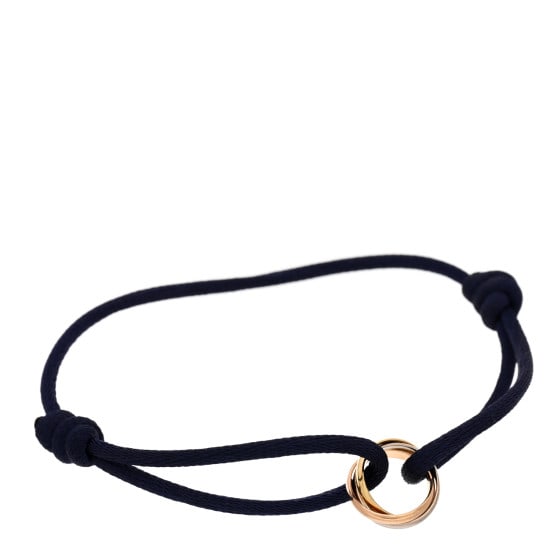 Cartier 18K Pink Yellow White Gold Trinity Cord Bracelet Blue: Cartier 18K Pink Yellow White Gold Trinity Cord Bracelet Blue SKU no: RBJ1357636 Brand: CARTIER Condition: Excellent Condition Details: Hardware: Faint scratch(es) Circumference: 5.5 in to 9.00 in