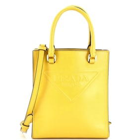 Prada Logo Drill Tote Leather