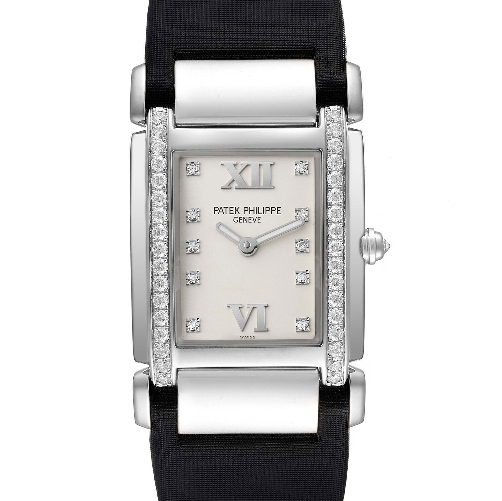 Patek Philippe Twenty-4 White Gold: Patek Philippe Twenty-4 White Gold SKU no: RBJ39958 Brand: Patek Philippe Model Name: Patek Philippe Twenty-4 White Gold Silver Diamond Dial Ladies Watch 4920 Papers Model Number: 4920G-010 Year: 2006