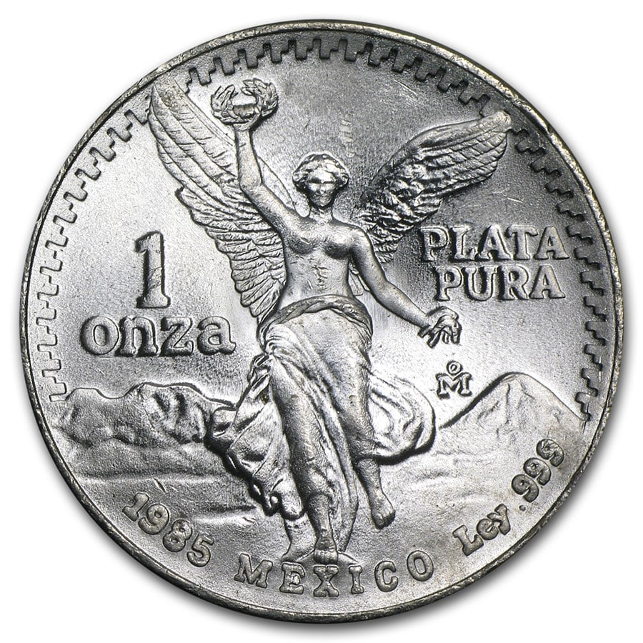 1985 Mexico 1 oz Silver Libertad: Details: 1985 Mexico 1 oz Silver Libertad BU SKU no: RBJ10204 Year: 1985 Grade: Brilliant Unc Grade Service: None Denomination: 1 Onza Mint Mark: Mo - Mexico City Metal Content: 1 troy oz