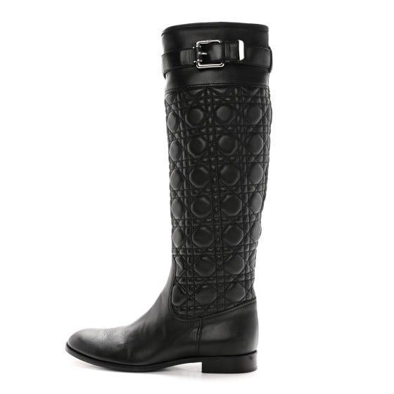 Christian Dior Calfskin Cannage Tall: Christian Dior Calfskin Cannage Tall Riding Boots 38.5 Black SKU no: RBJ1386716 Brand: CHRISTIAN DIOR Condition: Very Good Condition Details: Exterior: Creases, scuffs, Interior: Creases, scuffs, Othe
