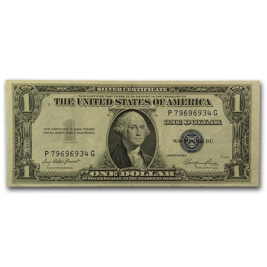 1935s $1.00 Silver Certificates XF: 1935s $1.00 Silver Certificates XF SKU no: RBJ47566 Year: 1935 Grade: Extra Fine Grade Service: None Denomination: $1.00 Dollar Mint Mark: N/A - Not Available Metal Content: 0 troy oz <