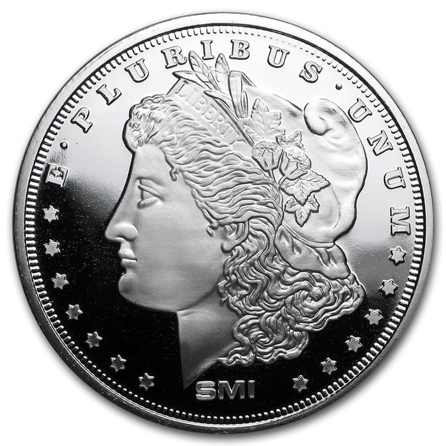 1 oz Silver Round - Morgan Dollar (Mint Mark SI): 1 oz Silver Round - Morgan Dollar (Mint Mark SI) SKU no: RBJ90488 Year: N/A Grade: None Grade Service: None Denomination: 1 oz Mint Mark: N/A - Not Available Metal Content: 1 troy oz