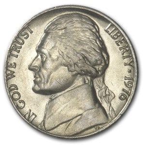 1976 Jefferson Nickel BU: 1976 Jefferson Nickel BU SKU no: RBJ6618 Year: 1976 Grade: Brilliant Unc Grade Service: None Denomination: 5 Cents Mint Mark: P - Philadelphia (Not Shown) Metal Content: 0 troy oz