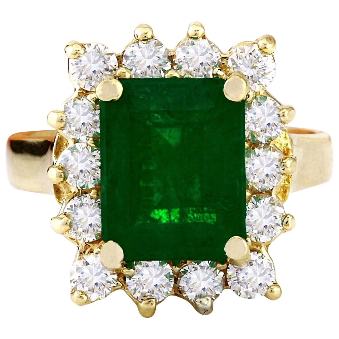 Emerald Diamond Ring 14K Yellow Gold: Natural Emerald Diamond Ring 14K Yellow Gold Ring Size: 7 US, Resizable Metal: 14k Gold, Yellow Gold Stone: Diamond, Emerald Stone Cut: Emerald Cut Place of Origin: United States Period: 2010-