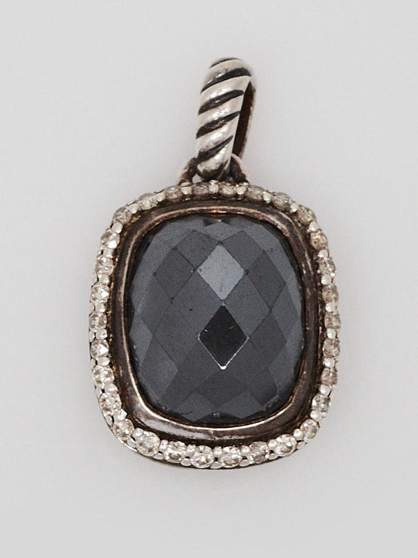 David Yurman Hematite and Diamond Noblesse Enhancer Pendant: David Yurman Hematite and Diamond Noblesse Enhancer Pendant SKU no: RBJ564070 Overall Condition: Gently used Designer: David Yurman Material: 925 Sterling Silver with hematite and diamonds Includes: N
