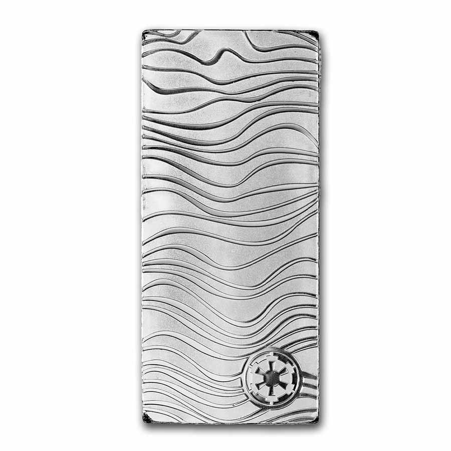 2023 Niue 1 oz Silver $2 Star Wars: Mandalorian Beskar Bar: 2023 Niue 1 oz Silver $2 Star Wars: Mandalorian Beskar Bar SKU no: RBJ254303 Year: 2023 Grade: Uncirculated Grade Service: None Denomination: 2 Dollars Mint Mark: Not Shown Metal Content: