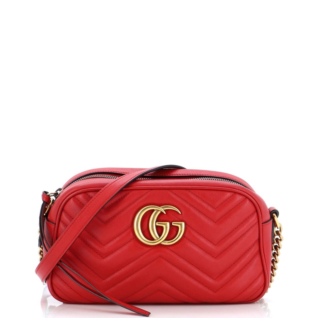 Gucci GG Marmont Shoulder Bag Matelasse Leather Small: Gucci GG Marmont Shoulder Bag Matelasse Leather Small Exterior Color: Red Interior Color: Neutral Exterior Material: Leather Interior Material: Microfiber Hardware Color: Aged Gold Accessories: No