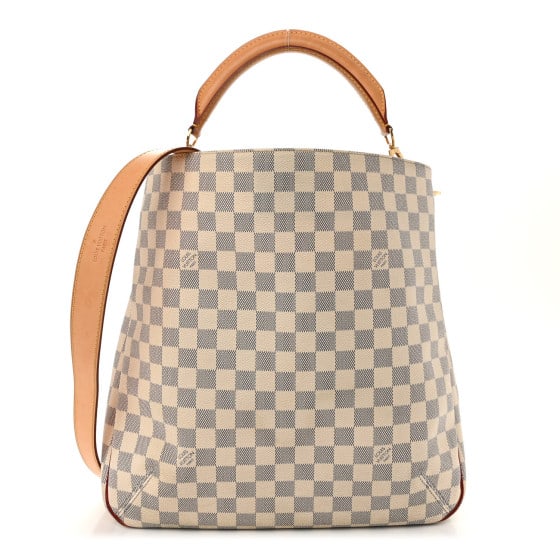 Louis Vuitton Damier Azur Soffi: Louis Vuitton Damier Azur Soffi SKU no: RBJ1426047 Brand: LOUIS VUITTON Condition: Very Good Condition Details: Exterior: Discoloration, patina of vachetta, edge wear, Handle: Patina of vachetta, liqu
