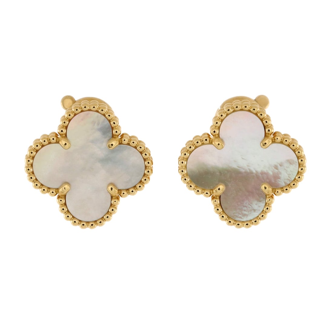 Van Cleef & Arpels Vintage: Van Cleef & Arpels Vintage Alhambra Earrings 18K Yellow Gold and Mother of Pearl Metal Type: 18K Yellow Gold Metal Finish: High Polish Hallmarks Type: 750, Designer Signature, French Eagle?s Head, Mak