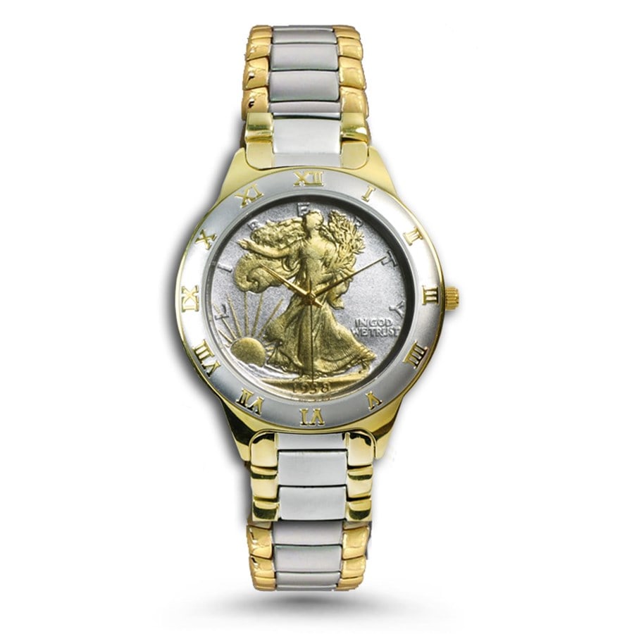 mens Walking Liberty Half Dollar Two-Tone: mens Walking Liberty Half Dollar Two-Tone Watch SKU no: RBJ81807 Metal: Other Gold