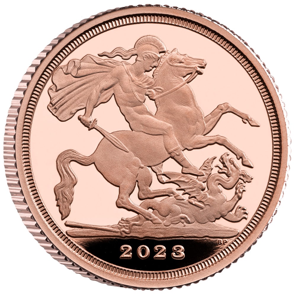 2023 Proof Great Britain Gold Coronation: 2023 Proof Great Britain Gold Coronation of King Charles III Quarter Sovereign SKU no: RBJ5415176 Year: 2023 Mint Mark: Not Shown Purity: 0.9167 Manufacturer: Royal Mint Diameter: 13.5 mm