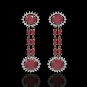 10.23 ctw Ruby & Diamond Earrings 14K Rose Gold