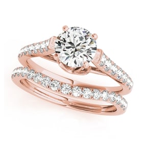 Natural 2.38 CTW Diamond Engagement Ring SET 18K Rose Gold