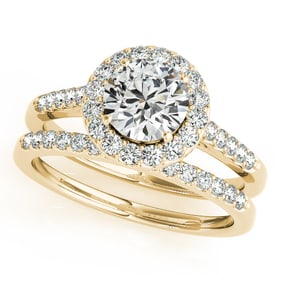 Natural 2.08 CTW Diamond Engagement Ring SET 14K Yellow Gold