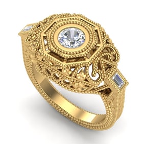 0.75 ctw VS/SI Diamond Solitaire Art Deco Ring 18k Yellow Gold