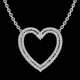 2 ctw VS/SI Diamond Heart Halo Designer Necklace 14k White Gold