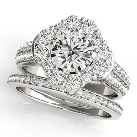 Natural 3 CTW Diamond Engagement Ring SET 18K White Gold