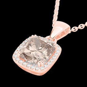 3 ctw Morganite & Micro VS/SI Diamond Pave Necklace 14k Rose Gold