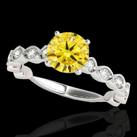1.5 ctw Certified SI/I Fancy Intense Yellow Diamond Ring 10k White Gold