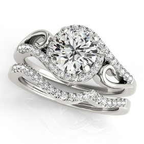 Natural 2.2 CTW Diamond Engagement Ring SET 14K White Gold