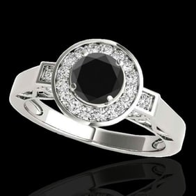 1.5 ctw Certified VS Black Diamond Solitaire Halo Ring 10k White Gold