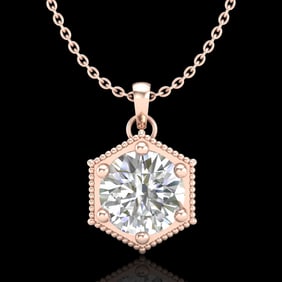 0.82 ctw VS/SI Diamond Solitaire Art Deco Stud Necklace 18k Rose Gold