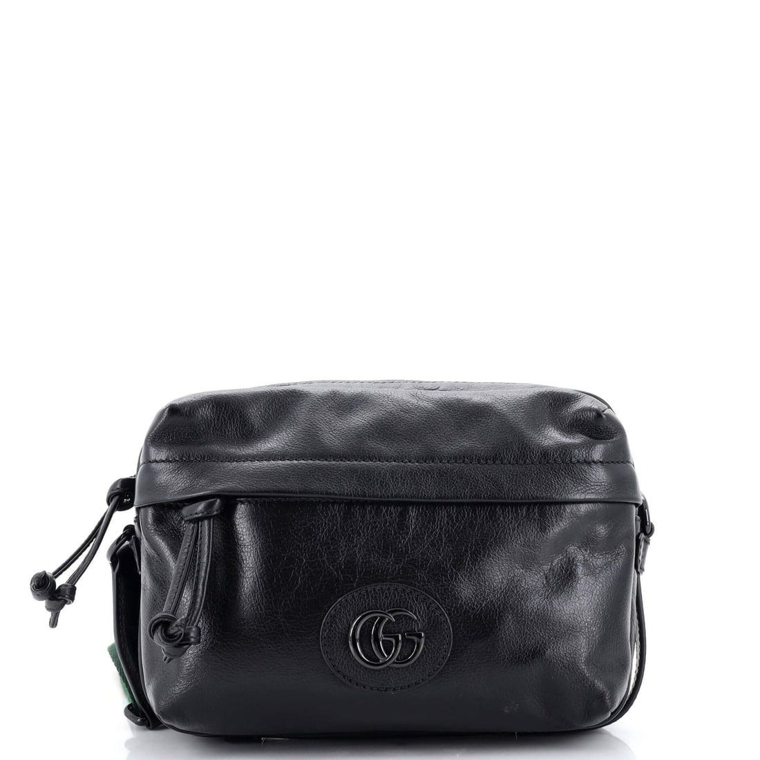 Gucci Tonal Double G Shoulder: Gucci Tonal Double G Shoulder Bag Leather Exterior Color: Black Interior Color: Brown Exterior Material: Leather Interior Material: Canvas Plain, Leather Hardware Color: Black Accessories: Dust ba