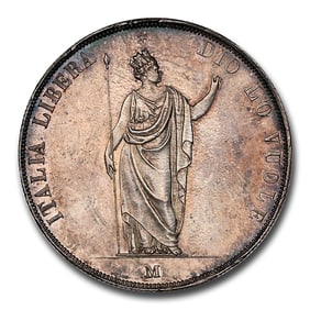 1848-M Italy Silver 5 Lire MS-62