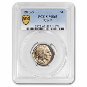 1913-S Buffalo Nickel Type-II MS-63 PCGS
