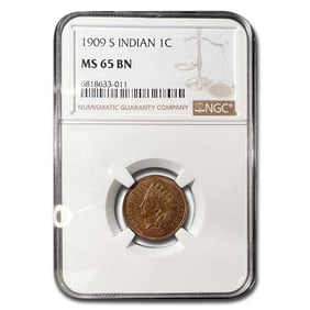 1909-S Indian Head Cent MS-65 NGC