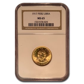 1917 Peru Gold 1 Libra MS-65