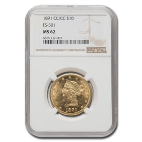 1891-CC/CC $10 Liberty Gold Eagle MS-62