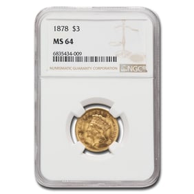 1878 $3 Gold Princess MS-64 NGC