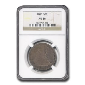 1880 Liberty Seated Half Dollar AU-58