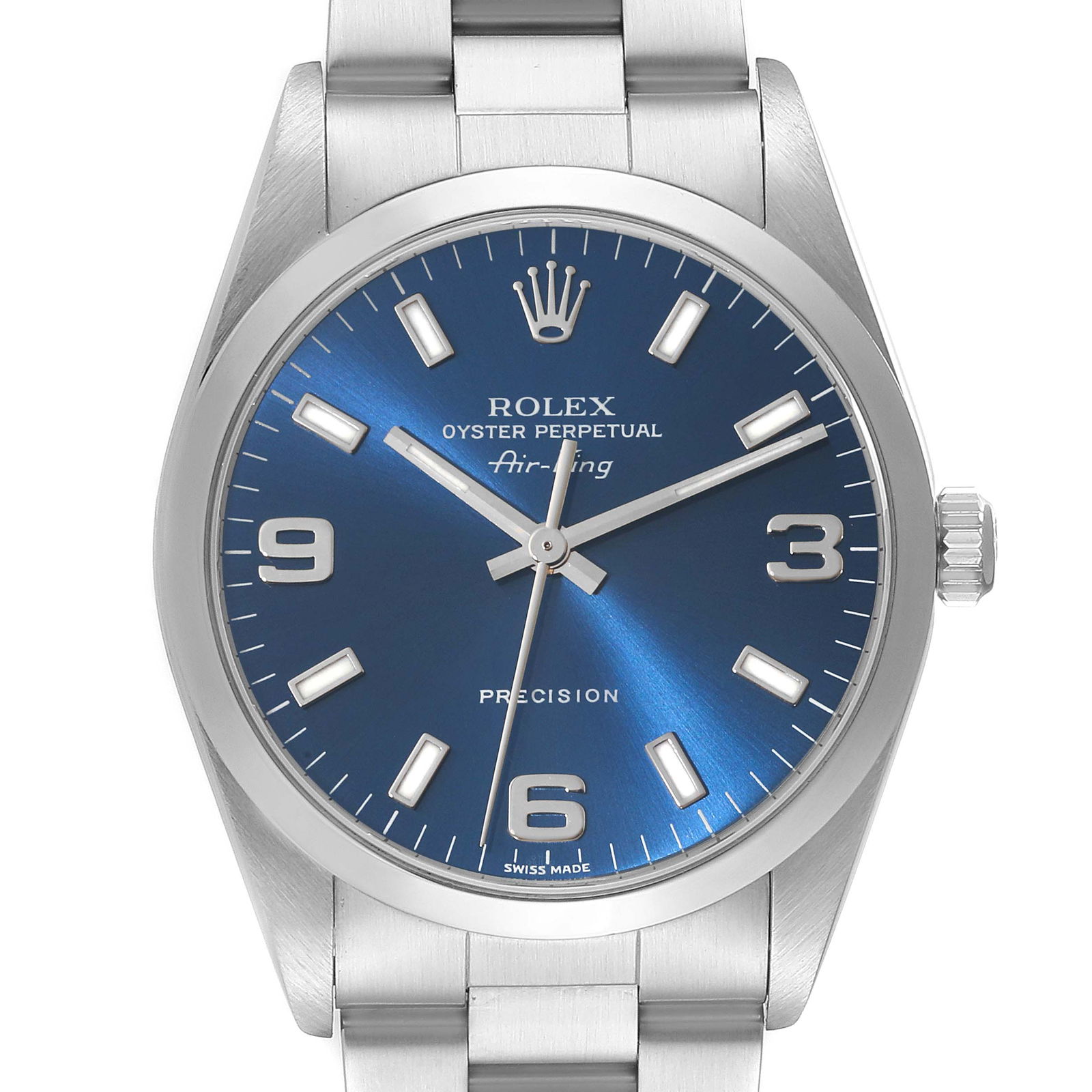 Rolex Air King 34mm Blue: Rolex Air King 34mm Blue Dial Smooth Bezel Steel Mens Watch 14000 SKU no: RBJ60720 Brand: Rolex Model Name: Rolex Air King 34mm Blue Dial Smooth Bezel Steel Mens Watch 14000 Model Number: 14000M Year: