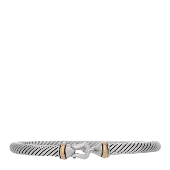 David Yurman Sterling Silver 18K: David Yurman Sterling Silver 18K Yellow Gold 5mm Cable Classic Buckle Bracelet SKU no: RBJ1426230 Condition: Very Good Condition Details: Hardware: Scratch(es), nick(s) Circumference: 6.75 in Width: 5
