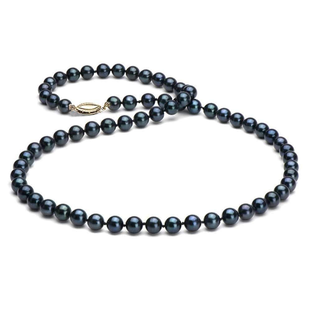 Black Akoya Pearl Necklace, 6.5-7.0mm: Black Akoya Pearl Necklace, 6.5-7.0mm 18" / 14K White Gold