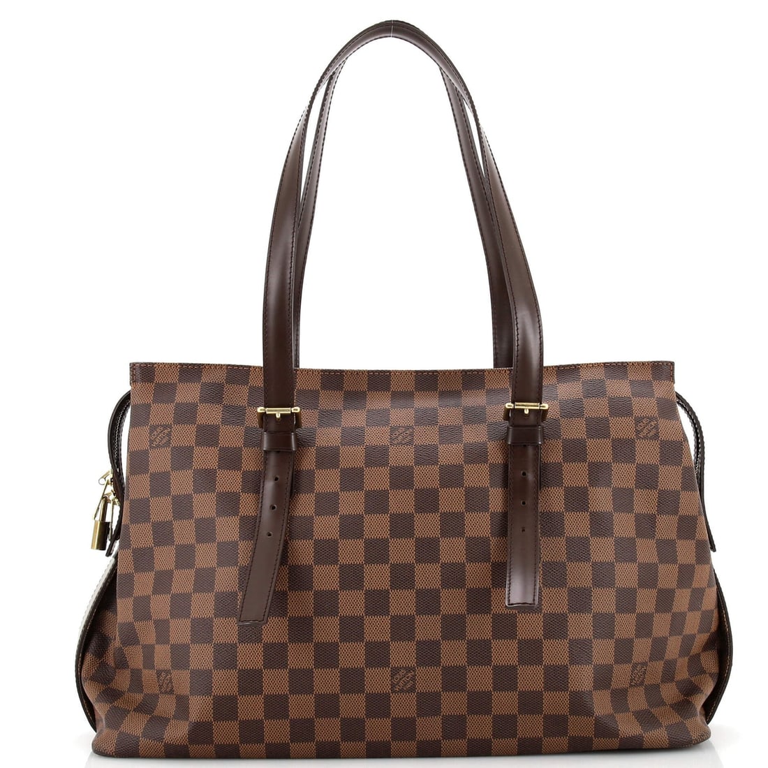 Louis Vuitton Chelsea Handbag Damier: Louis Vuitton Chelsea Handbag Damier Exterior Color: Brown Interior Color: Red Exterior Material: Canvas Coated Interior Material: Fabric Hardware Color: Gold Accessories: Keys missing, Lock <
